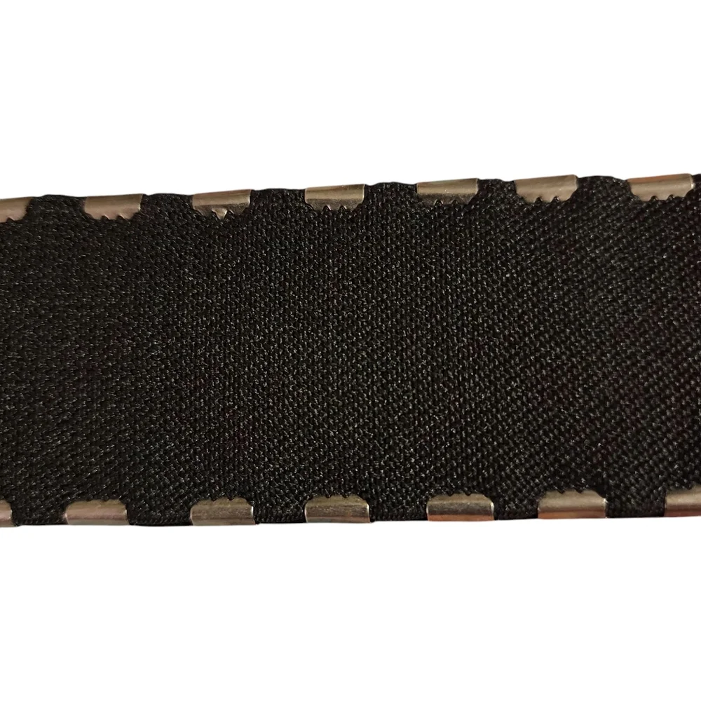 Vintage 90s Y2K Metal Disc Hammered  Stretch Belt w/Large Chunky Buckle |Size XL